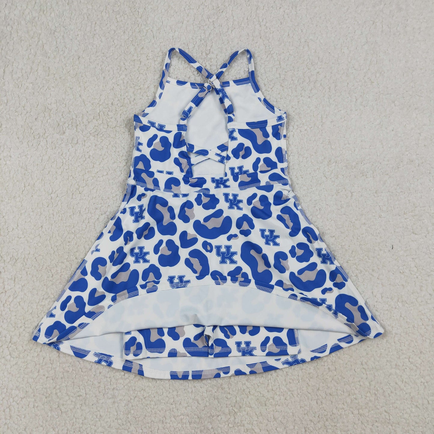 Baby Girls Kids Straps Blue Leopard Team Yoga Active Shorts Knee Length Dress RTS