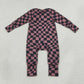 Baby Boys Kids Long Sleeves Brown Black Plaid Zipper Footie Sleeper Romper Clothes RTS