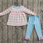 Baby Girl Long Sleeves Soldier Christmas Tunic Blue Ruffle Pants Set RTS