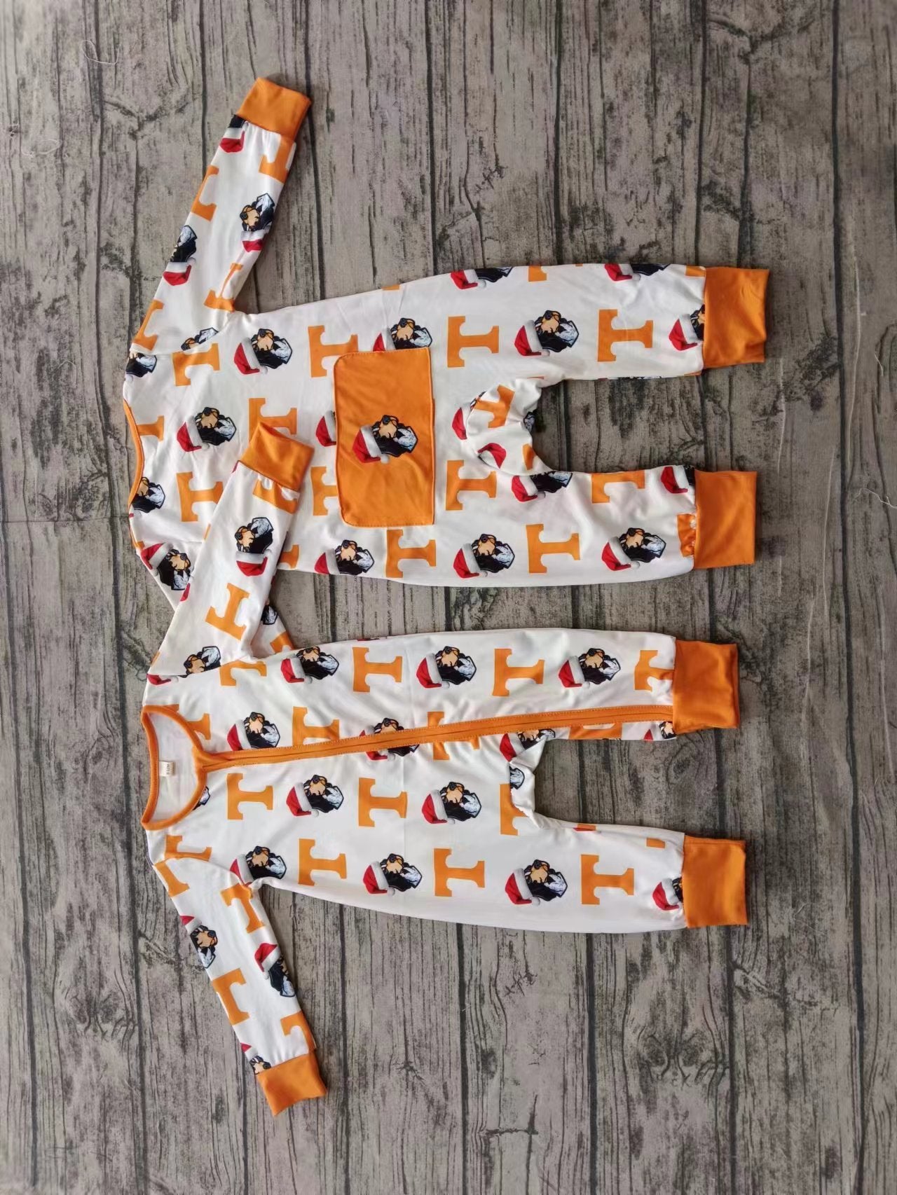 Baby Girl Infant Long Sleeves Christmas Dog Team Zipper Romper Moq 5