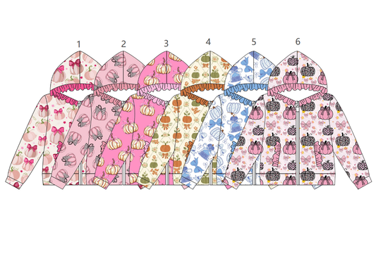 ( Moq 5 Each Style ) Sibling Baby Girls Kids Long Sleeves Pumpkins Bows Hoodie Pockets Tops Clothes