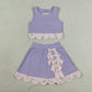 Baby Girls Kids Purple Sleeveless Tops Bows Skirt Shorts Yoga Clothes Set RTS