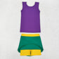 Baby Girl Purple Shirt Tops Green Yellow Skirt Mardi Gras Athletic Yoga Set