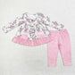 Baby Girl Long Sleeves Christmas Soldier Tunic Pink Cotton Pants Set