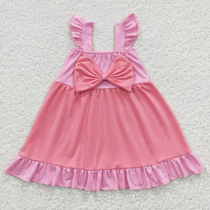 Baby Girl Princess Sibling Bows Summer Knee Length Dress