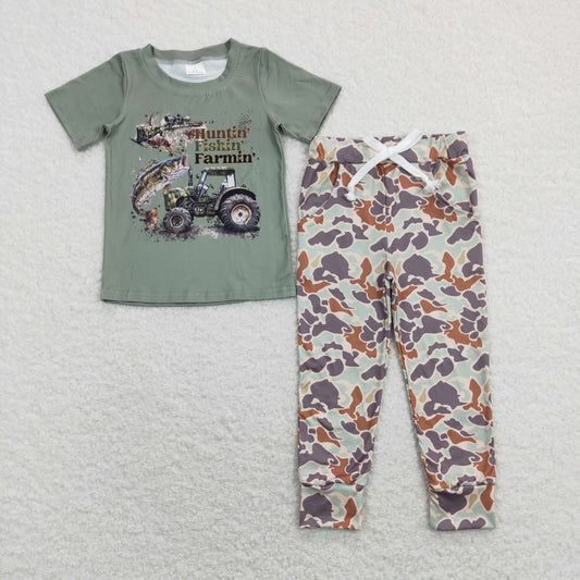 Baby Boy Short Sleeves Truck Shirt Camo Pocket Pants Set