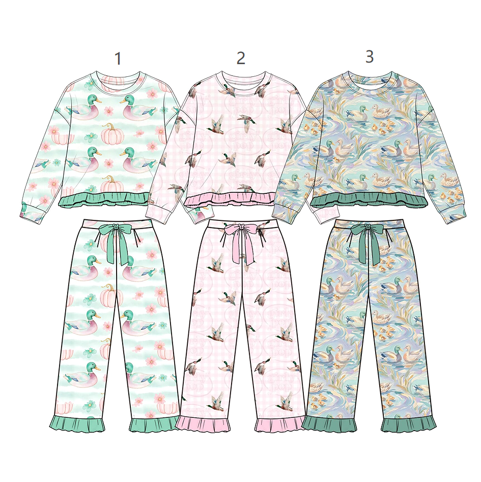 ( Moq 5 Each Style ) Sibling Baby Girls Kids Long Sleeves Ducks Pullovers Pants Sets Clothes