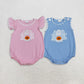 Sibling Girls Boys Short Sleeves Embroidery Ghost Pumpkin Halloween Bubble Romper RTS
