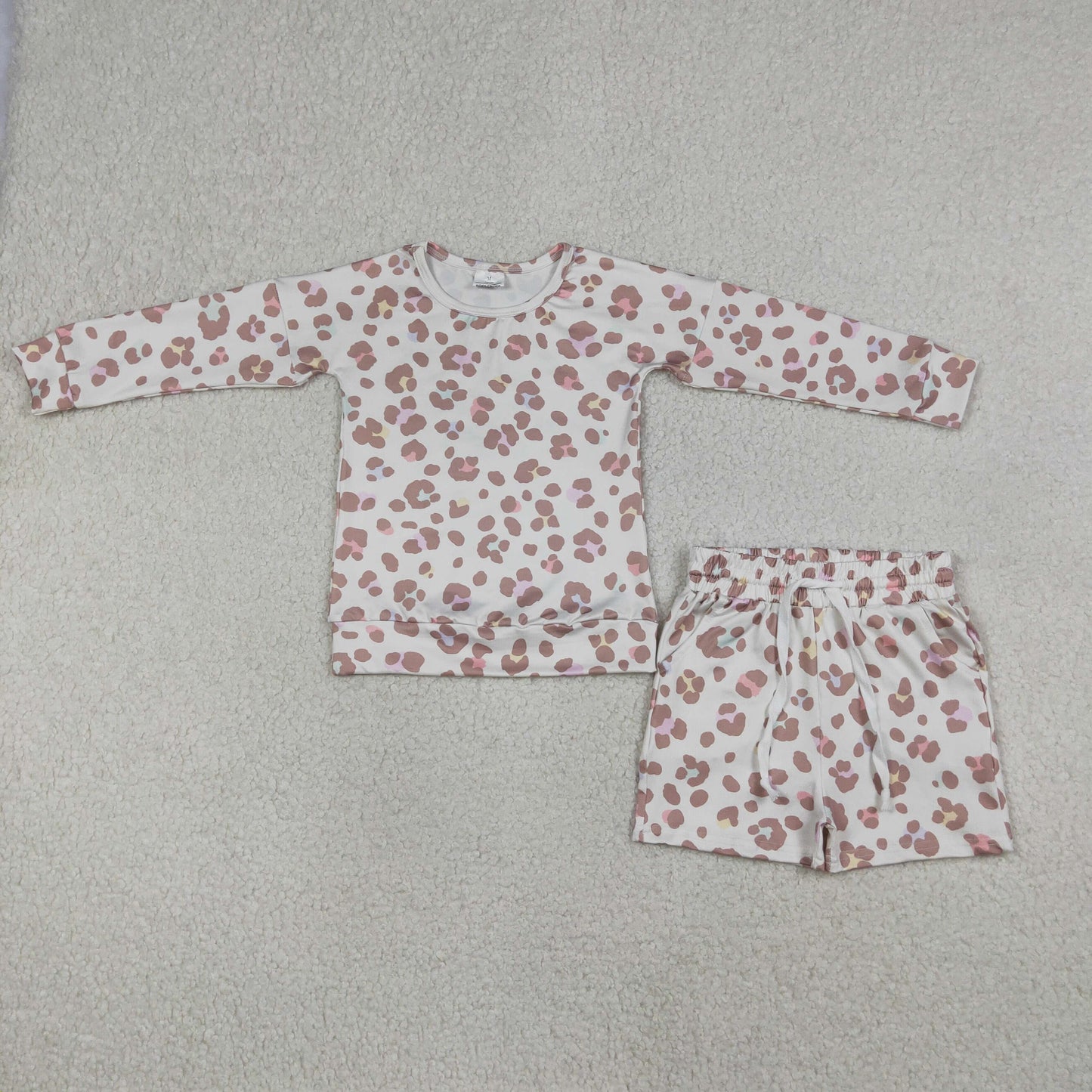 Baby Girls Kids Long Sleeves Leopard Tops Pockets Shorts Clothes Set RTS