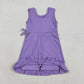 Baby Girls Kids Sleeveless Shorts Knee Length Purple Ruffle Dress Clothes RTS