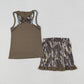 Baby Girl Sleeveless Bows Tops Green Camo Shorts Clothes Set RTS