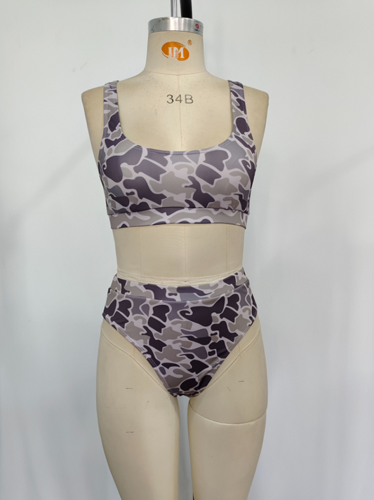 Adult Women Camo Shorts Summer Swimsuit Set