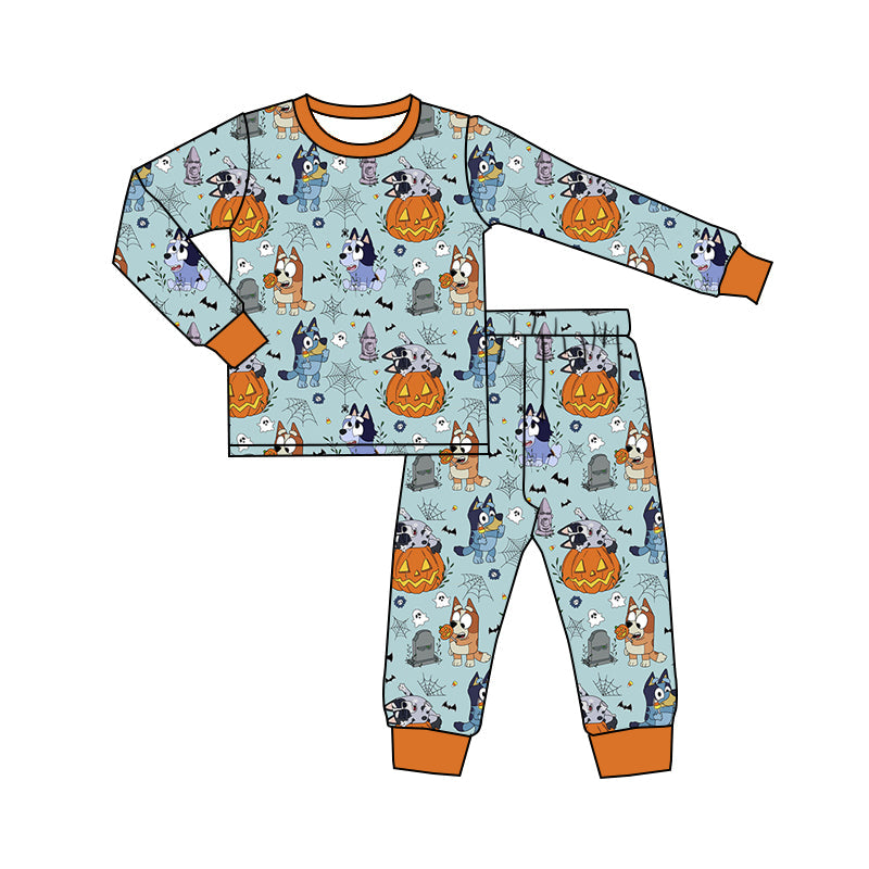 Baby Boy Halloween Dogs Pumpkins Shirt Pants Pajamas Set