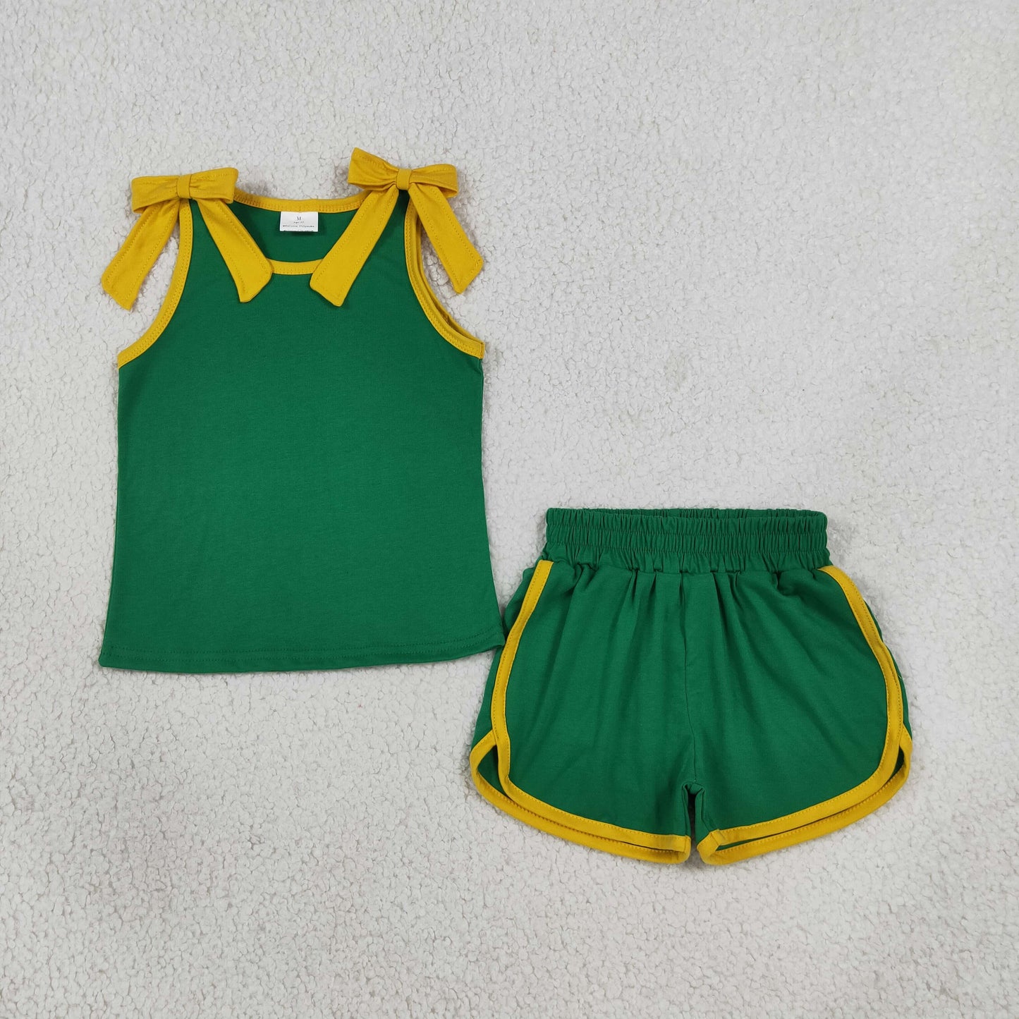 Baby Girls Kids Sleeveless Bows Shirt Shorts Green Set Summer Clothes RTS