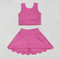 Baby Girl Pink Straps Vest Tops Shorts Skort Yoga Active Wear Clothes Set RTS