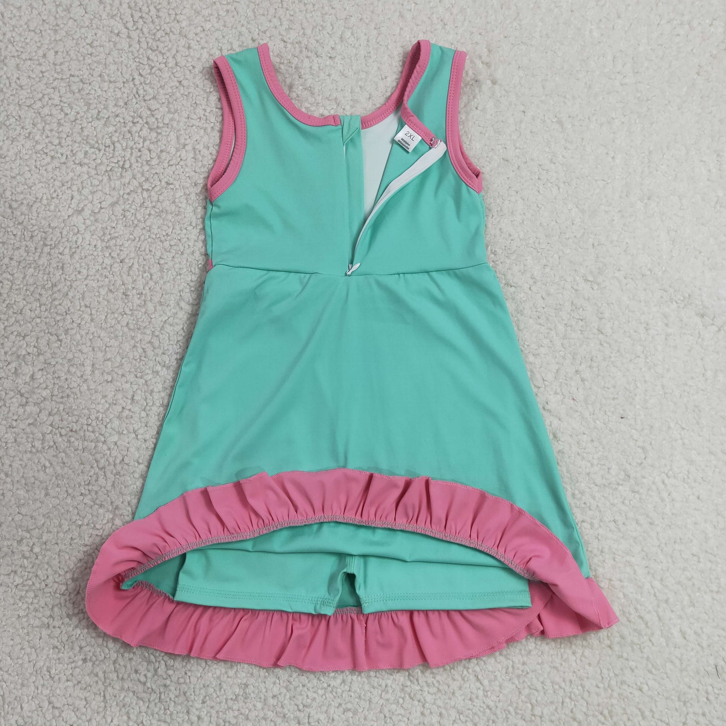 Baby Girls Kids Sleeveless Shorts Pink Scallop Green Dress Yoga Active Clothes RTS