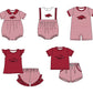 ( Moq 5 Each Style ) Baby Boys Girls Kids Pig Stripes Team Sibling Rompers Sets