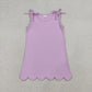 Baby Girls Kids Bows Sleeveless Purple Scallop Knee Length Dress RTS