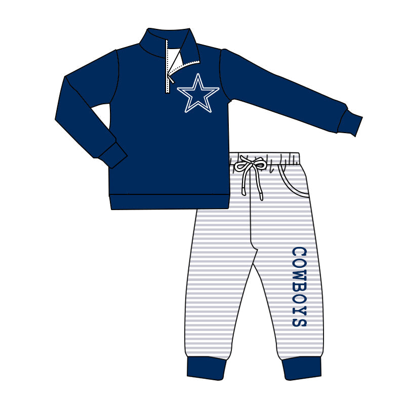 Baby Boy Team Star Navy Blue Shirt Pocket Pants Fall Clothes Set