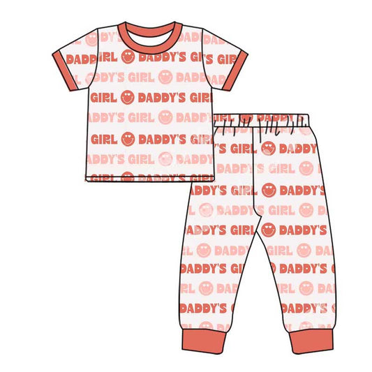 Baby Kids Valentine Daddy's Girl Shirt Pants Pajamas Set Moq 5