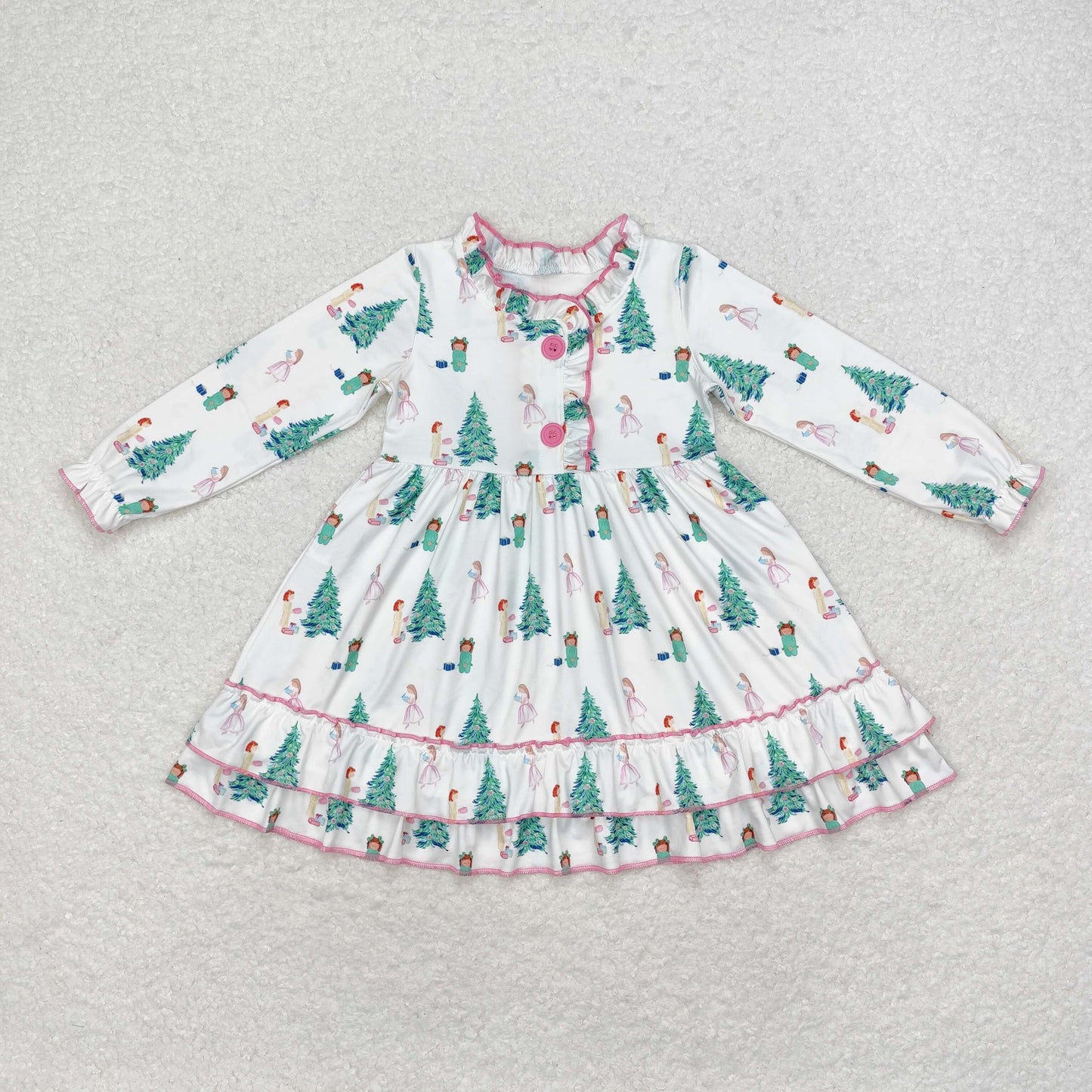 Baby Girl Long Sleeves Christmas Tree Gifts Gown Dress