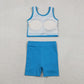 Baby Girl Sleeveless Blue Vest Tops Shorts Skirt Skort Yoga Active Set RTS