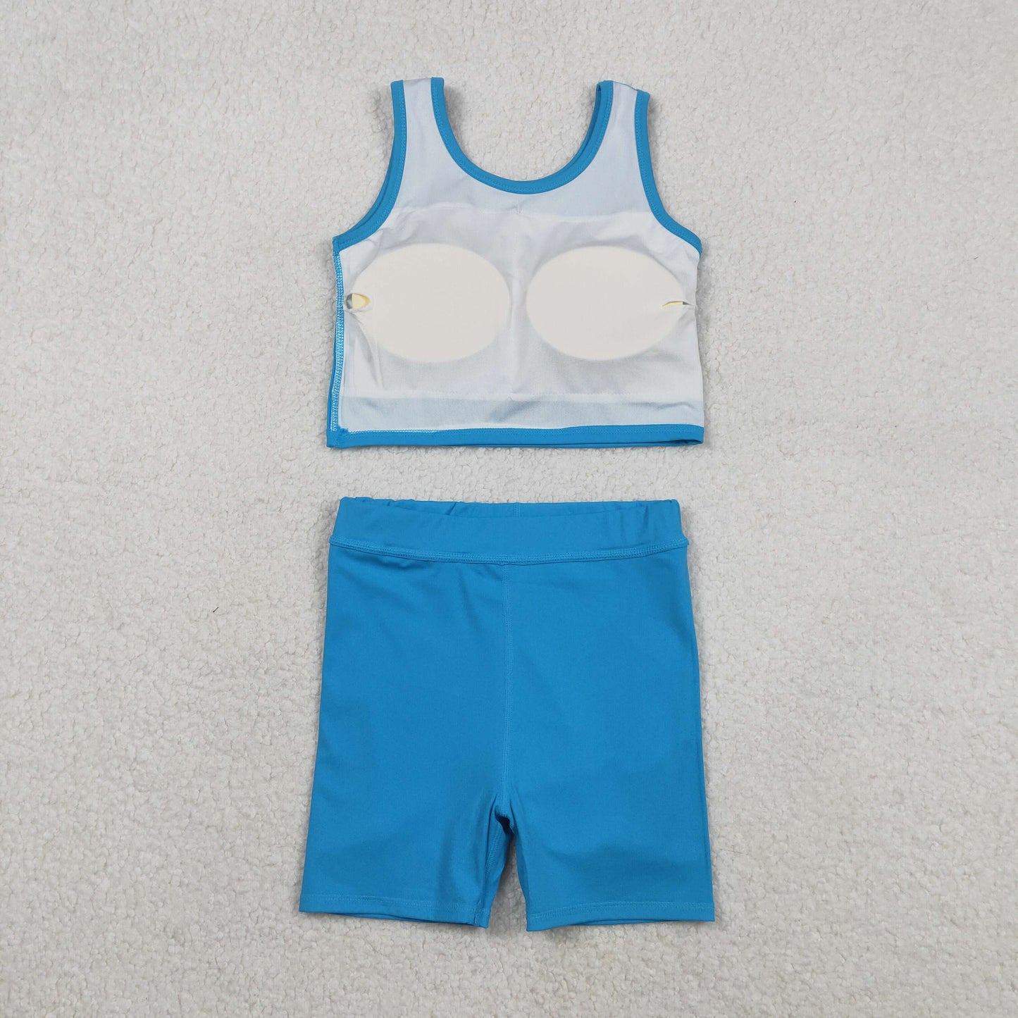Baby Girl Sleeveless Blue Vest Tops Shorts Skirt Skort Yoga Active Set RTS