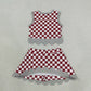 Baby Girls Kids Elephant Checked Shirt Scallop Bows Skirt Shorts Team Set Yoga Active Clothes RTS
