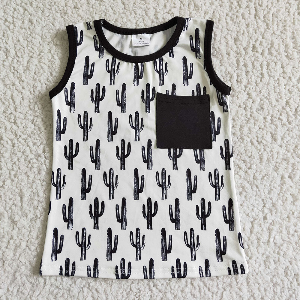 Baby Boy Girl Black Cactus Sibling Romper Shirt Tops