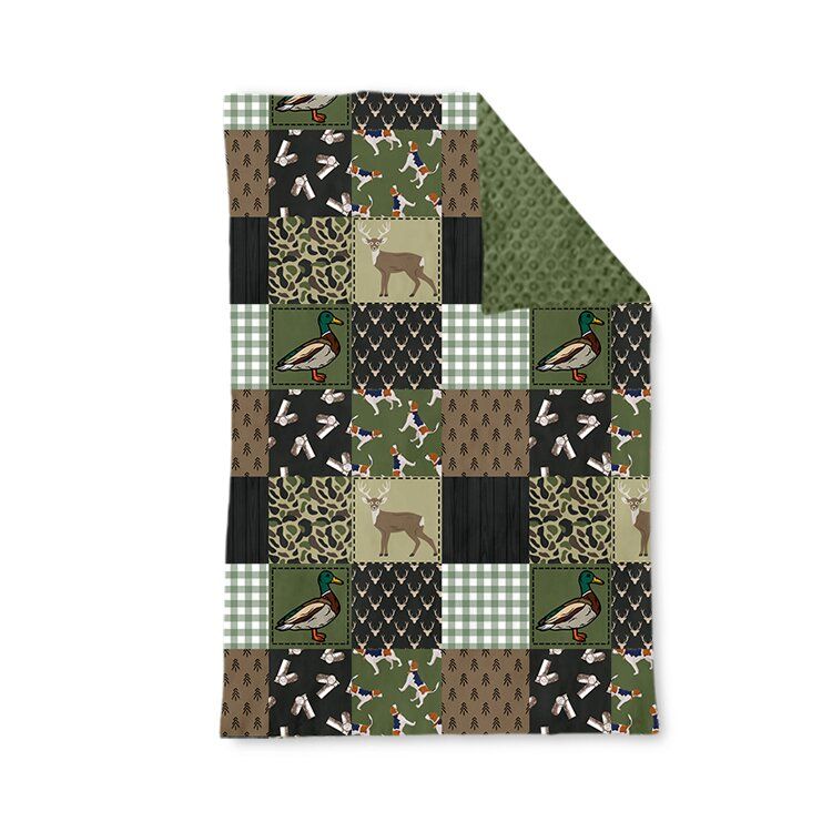 ( Moq 5 ) Preorder Baby Boys Toddler Deer Ducks Dogs Camo Print Green Blanket