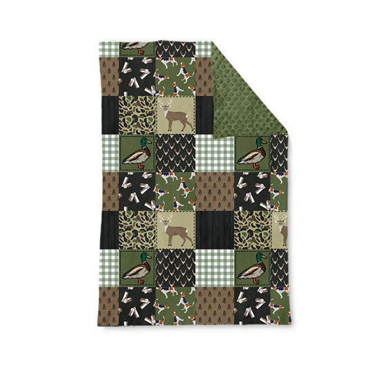 ( Moq 5 ) Preorder Baby Boys Toddler Deer Ducks Dogs Camo Print Green Blanket
