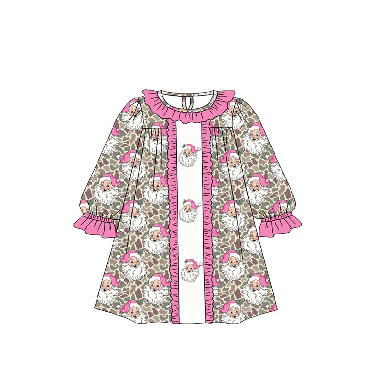 ( Moq 5 ) Preorder Baby Girls Kids Long Sleeves Christmas Santa Dress Camo Clothes
