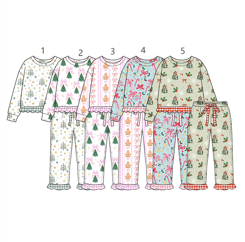 ( Moq 5 Each Style ) Sibling Baby Girls Kids Long Sleeves Bows Pullovers Pants Christmas Sets Pajamas Clothes