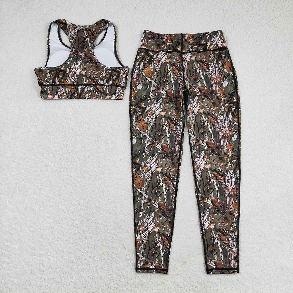 Adult Women Camo Tops Pants Yoga Sports Set