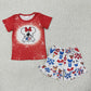 Promotion Baby Girls 4th of July Castle Shorts Set