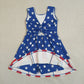 Baby Girls Kids Sleeveless Stars Stripes 4th of July Shorts Knee Length Dress RTS