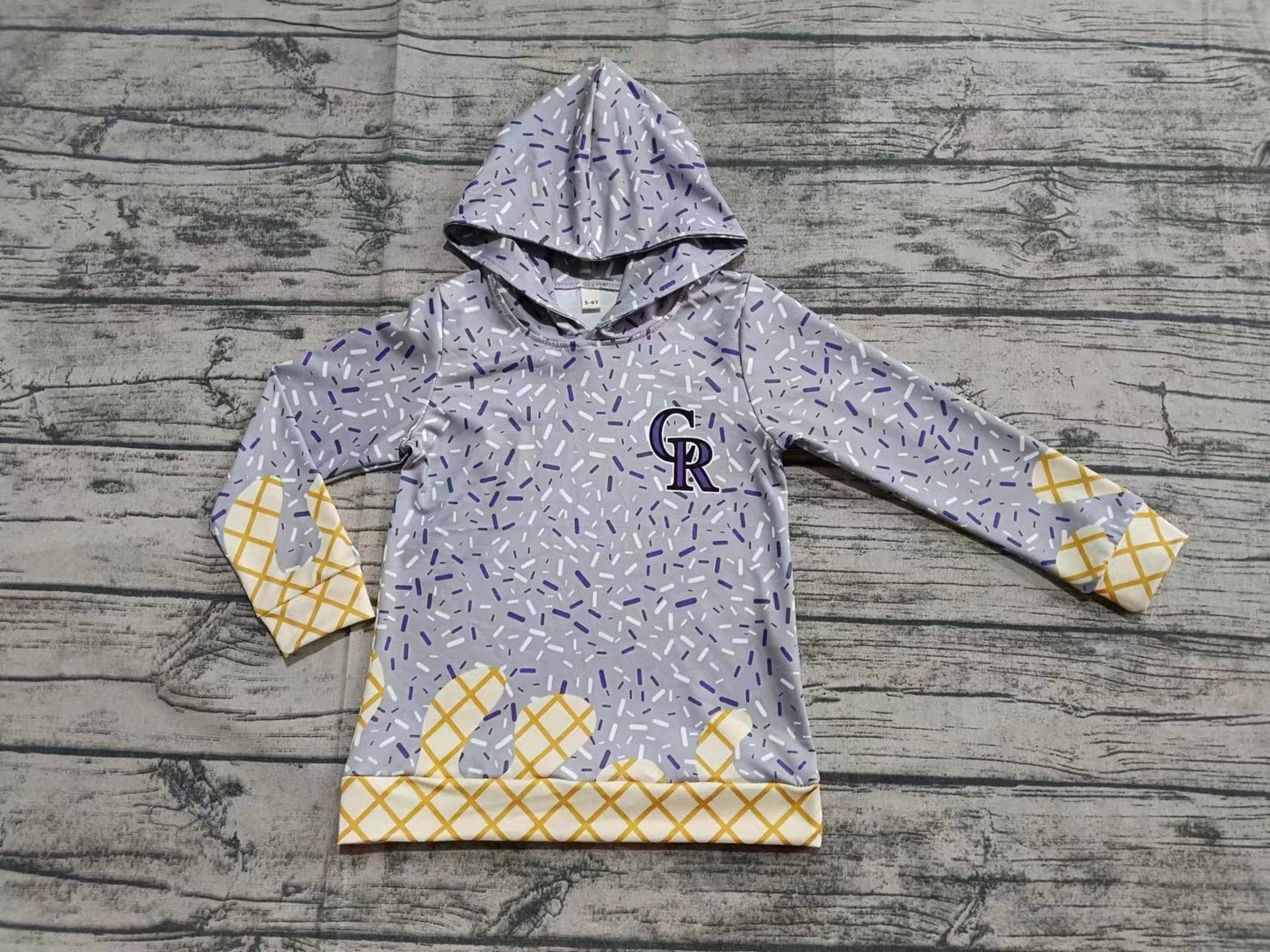 Baby Kids Adult Long Sleeves CR Team Family Grey Hoodie Shirt ( Moq 5 )
