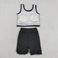Baby Girls Kids Sleeveless Black Shirt Shorts Skirt Skort Yoga Active Clothes Set RTS