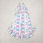 Baby Girl Straps Colorful Bows Blue Ruffle Pants Jumpsuit RTS