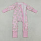 Baby Girls Long Sleeves Donuts Hearts Pink Zipper Valentines Sleeper Romper RTS