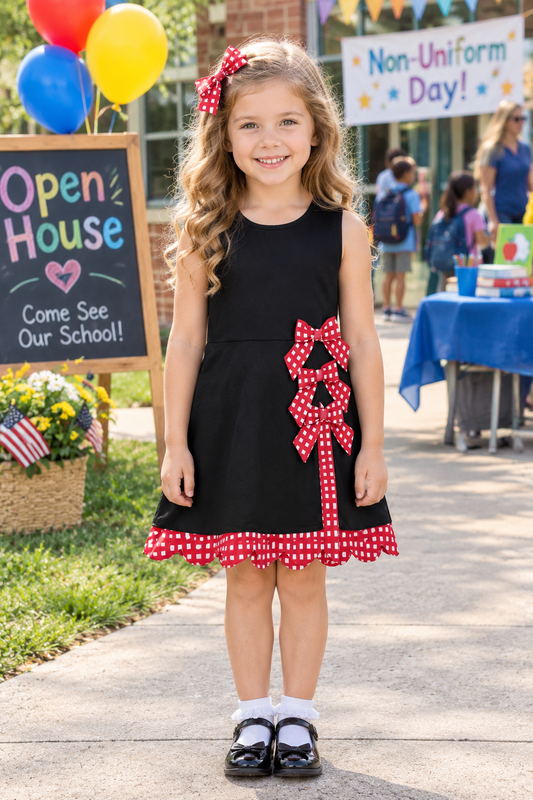 Baby Girls Kids Sleeveless Plaid Bows Shorts Scallop Dress Yoga Active Black Clothes RTS