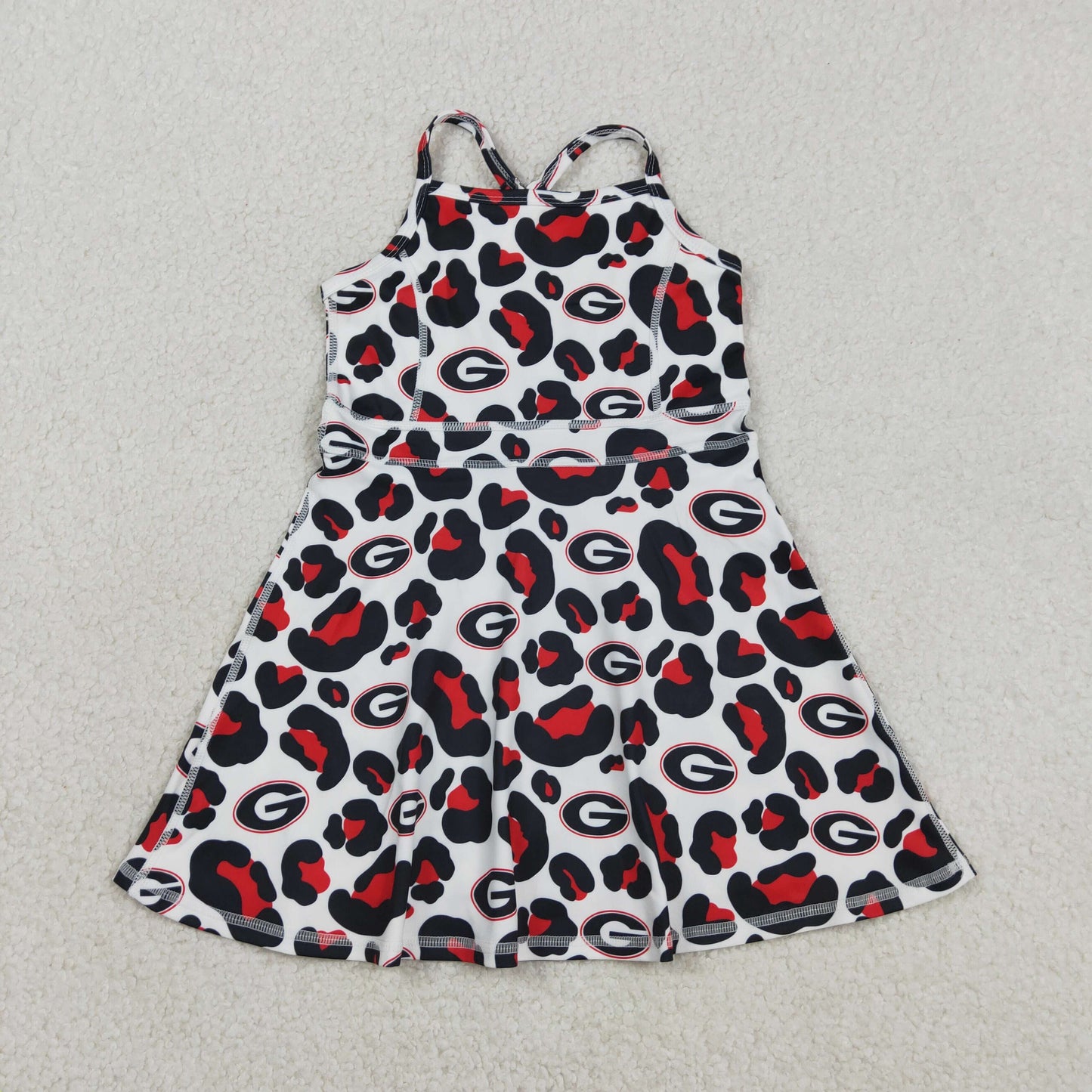 Baby Girls Kids Straps Leopard G Team Yoga Active Shorts Knee Length Dress RTS