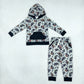 Baby Boys Kids Long Sleeves Trucks Hoodie Shirt Pockets Pants Set Clothes RTS
