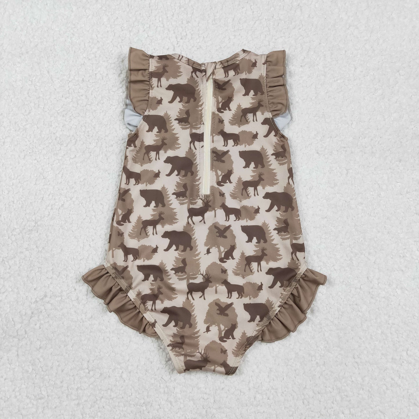 Baby Girls Kids Deer Camo Ruffle One-piece Swimsuit RTS