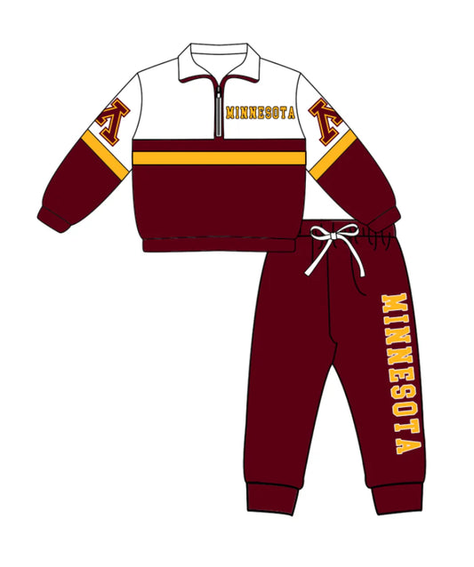 ( Moq 5 ) Baby Boys Kids Long Sleeves Zipper Shirt Jogger Pants M Team Clothes Set