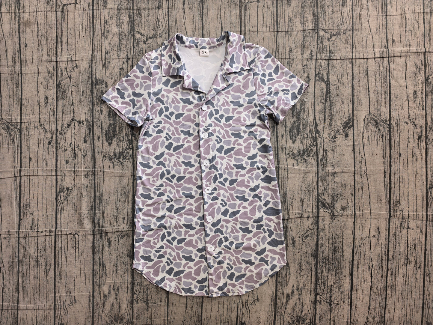 ( No moq ) Preorder Adult Men Short Sleeves Grey Camo Buttons Cardigan Shirt Tops