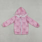 Baby Girls Kids Bows Pockets Zipper Plaid Hoodie Pink Coat Tops RTS