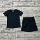 Baby Boys Black Short Sleeves Shirt Pockets Shorts Summer Clothes Set RTS