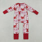 Baby Girls Infant Long Sleeves Hearts Bows Ruffle Zipper Valentine  Romper RTS