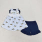 Baby Boy Girl Embroidery Ducks Sibling Romper Set